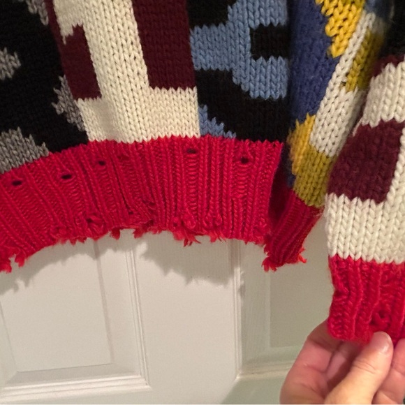 R13 Multicolor Very  Oversized Chunky Intarsia Sweater - Picture 7 of 14